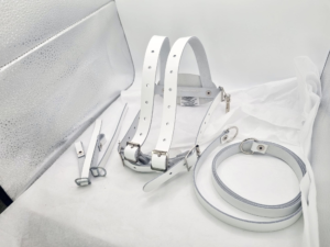 White premium genuine Italian leather toddler safety walking harness - Image 2