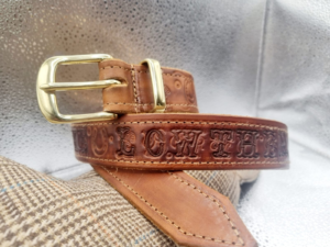 Country & western genuine leather hand crafted stamped belt