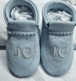 Personalised Leather Baby Pram slippers – Embroidered Initials