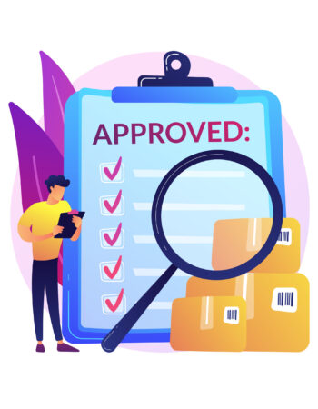 Product quality control abstract concept vector illustration. Product safety standard, customer feedback, warranty certificate, production line, business success, inspection abstract metaphor.