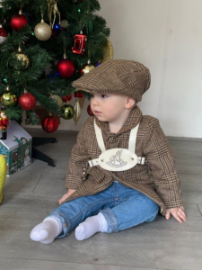 Leather toddler reins with embroidered rocking horse (colour options available)
