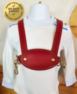 Red leather toddler walking harness safety reins (free personalisation) - Image 2