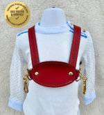 Red leather toddler walking harness safety reins (free personalisation)
