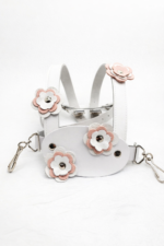 White Leather Toddler Walking Reins with Leather Flower Detail - Image 2