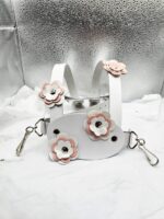 White Leather Toddler Walking Reins with Leather Flower Detail