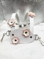 White Leather Toddler Walking Reins with Leather Flower Detail - Image 3